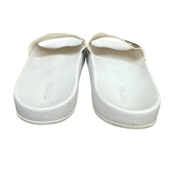 MICHAEL KORS Womens White And Gold Rhinestone Gilmore Slip On Sandals Slides 8M - Picture 6 of 10